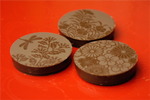 Japanese traditional patterns marked on chocolate
